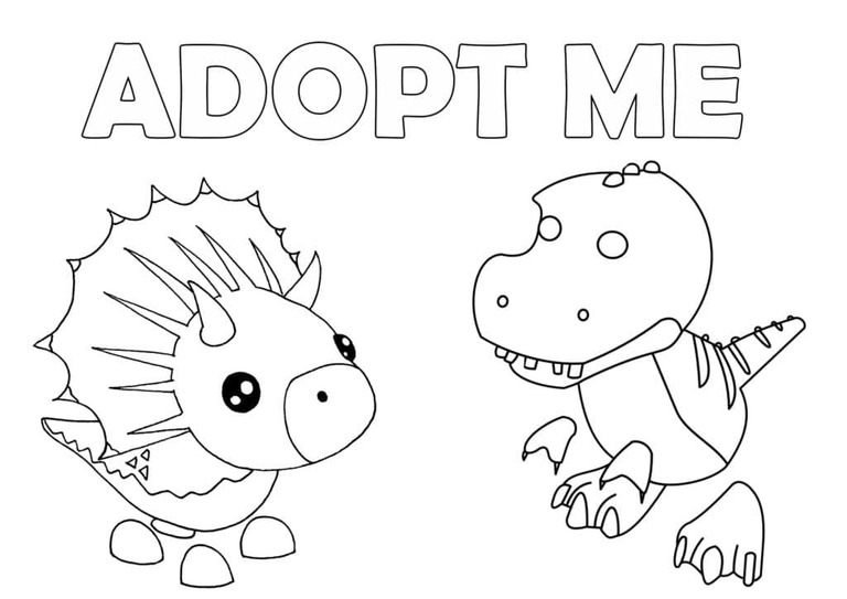 Kolorowanka Narysuj Adopt Me dinozaury