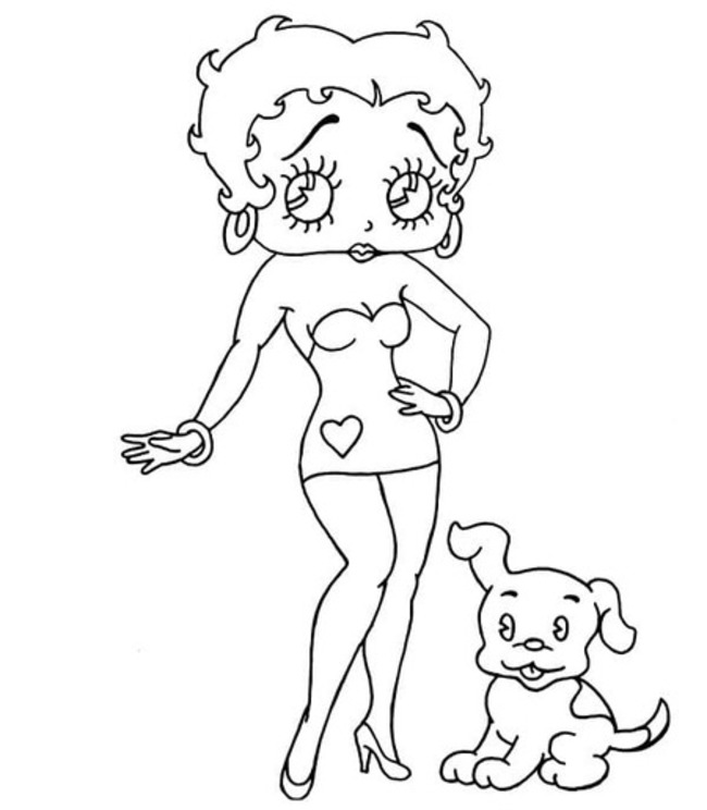 Kolorowanka Narysuj Betty Boop do wydrukowania