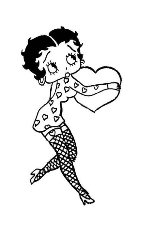 Kolorowanka Narysuj Betty Boop i serce