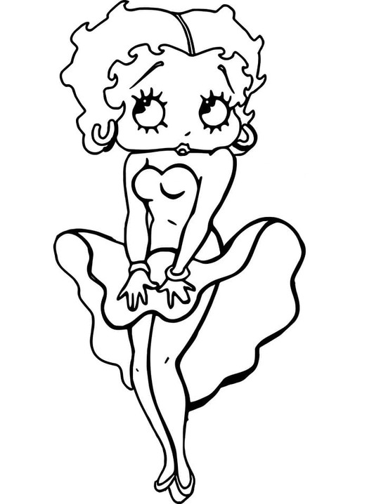 Kolorowanka Narysuj Betty Boop nieśmiałą