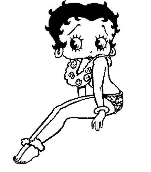 Kolorowanka Narysuj Betty Boop szczęśliwą