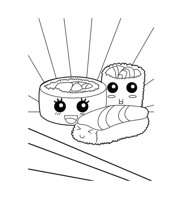 Kolorowanki Narysuj Kawaii Sushi