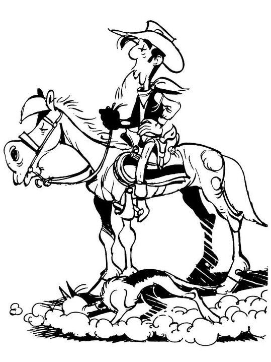 Kolorowanka Narysuj Lucky Luke v Jolly Jumper