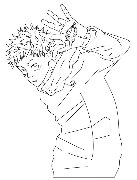 Kolorowanki Narysuj Jujutsu Kaisen Yuji Itadori