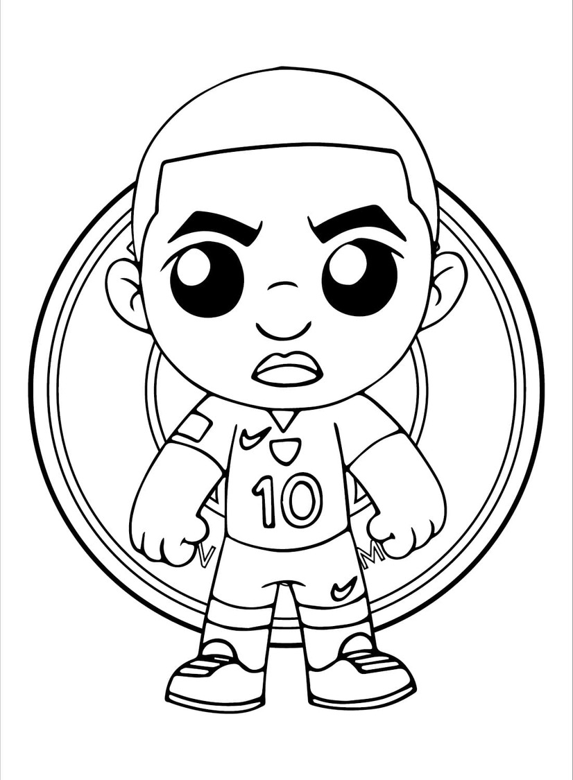 Kolorowanka Narysuj chibi Kylian Mbappe