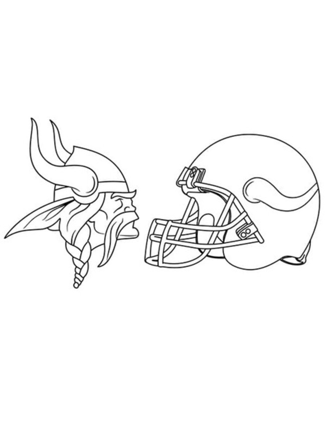 Kolorowanka Narysuj logo Minnesota Vikings z hełmem