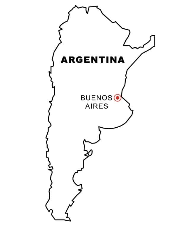 Kolorowanka Narysuj Argentyna mapę