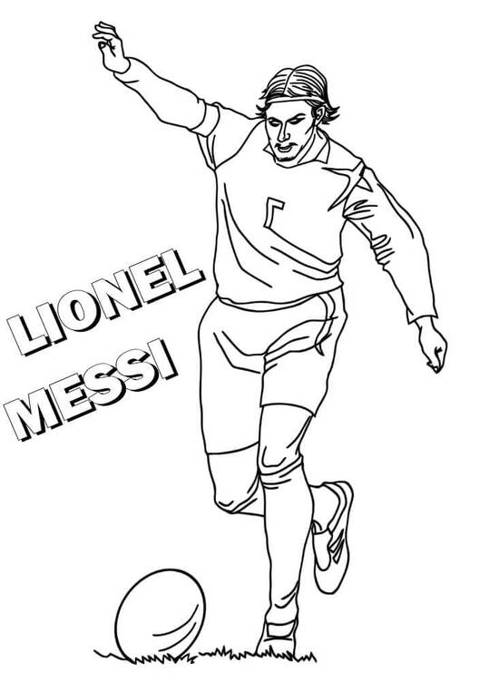 Kolorowanka Narysuj Lionel Messi grającego w piłkę nożną