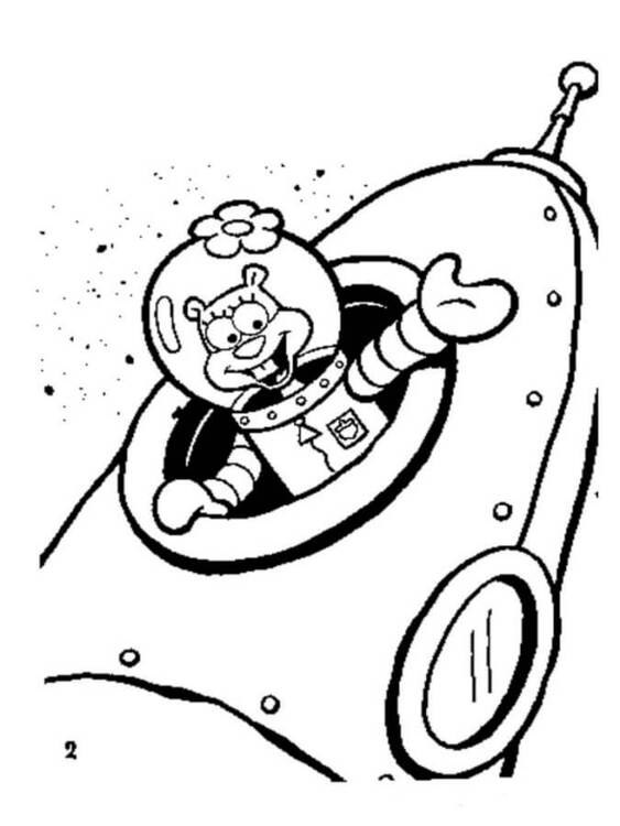 Kolorowanka Narysuj Sandy Cheeks w rakiecie