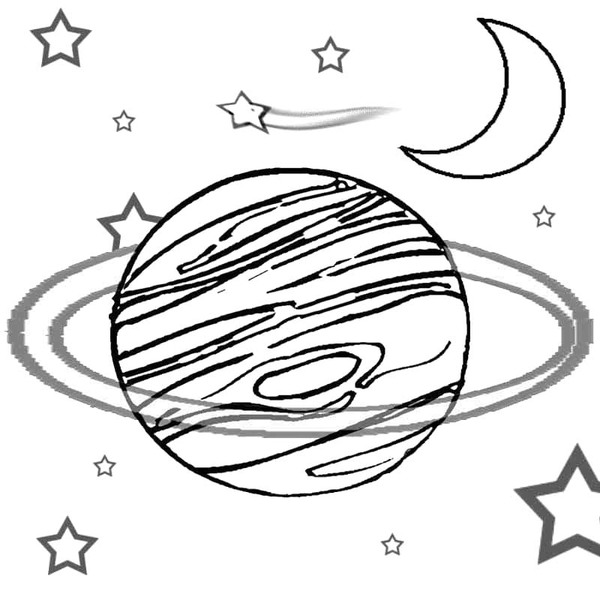 Kolorowanka Narysuj Saturn bardzo łatwo