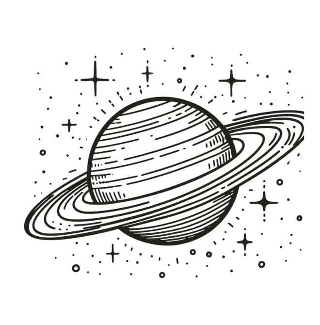 Kolorowanka Narysuj Saturn bardzo podstawowy
