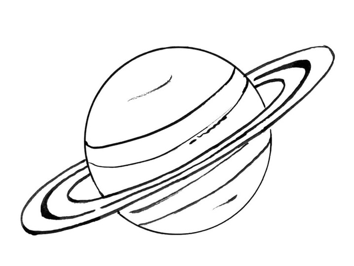 Kolorowanka Narysuj Saturn darmowy podstawowy
