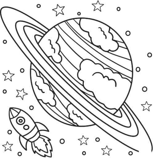 Kolorowanka Narysuj Saturn dla dzieci