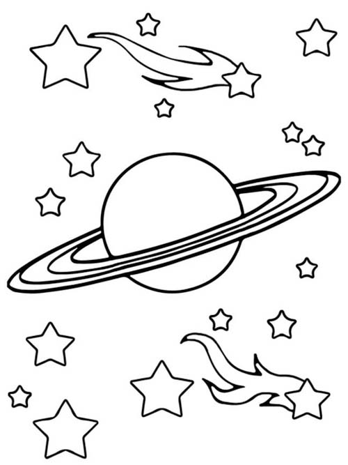 Kolorowanka Narysuj Saturn do wydrukowania