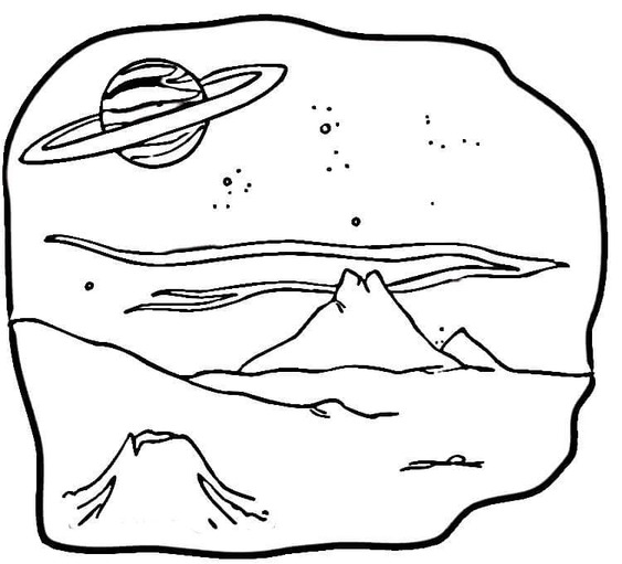 Kolorowanka Narysuj Saturn podstawowy