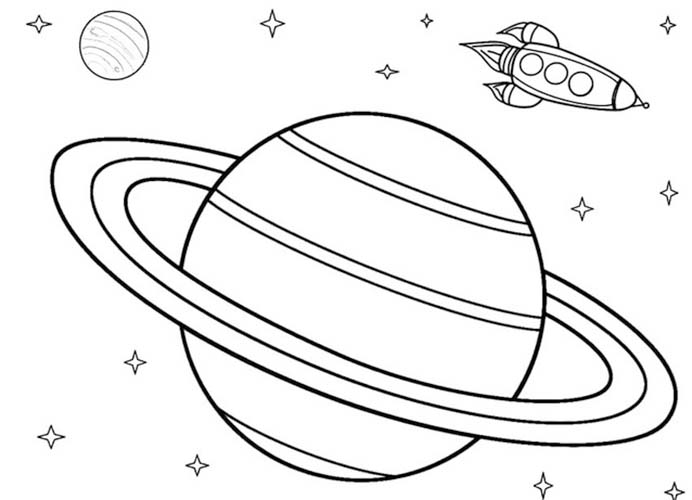 Kolorowanka Narysuj Saturn wolny łatwy