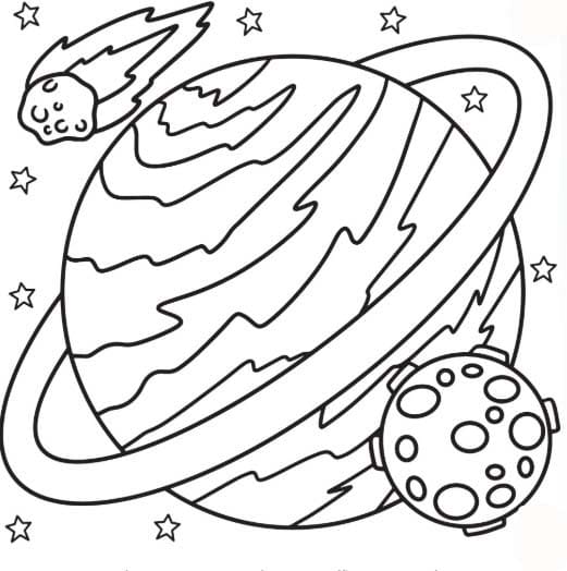 Kolorowanka Narysuj Saturn wydrukowania dla dzieci