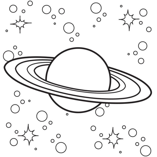 Kolorowanka Narysuj Saturn za darmo