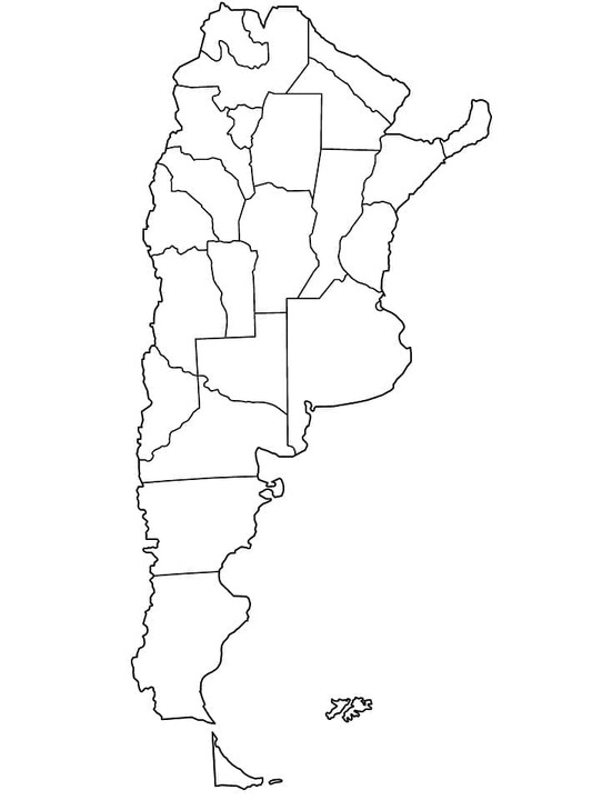 Kolorowanka Narysuj mapę Argentyna do druku
