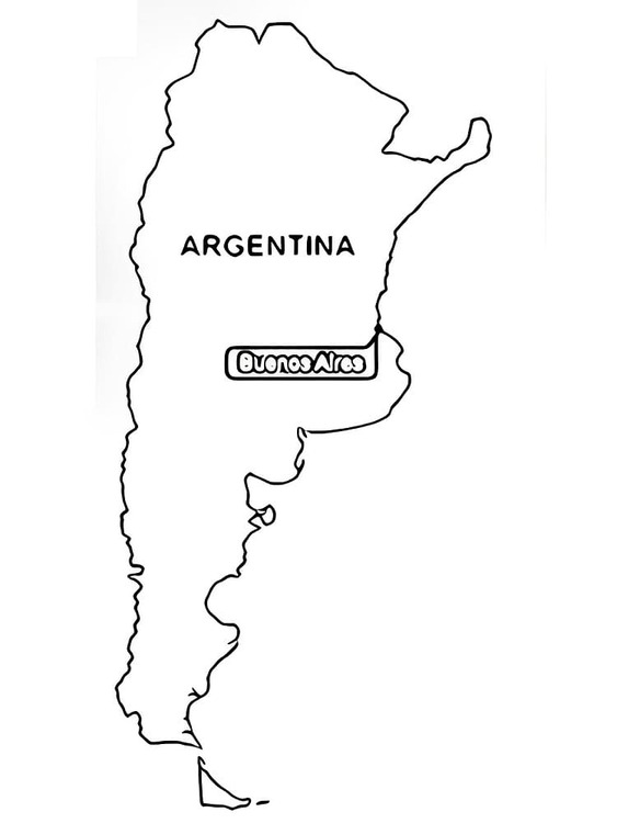 Kolorowanka Narysuj mapę Argentyna
