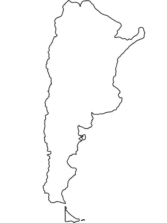 Kolorowanka Narysuj mapę konturową Argentyna