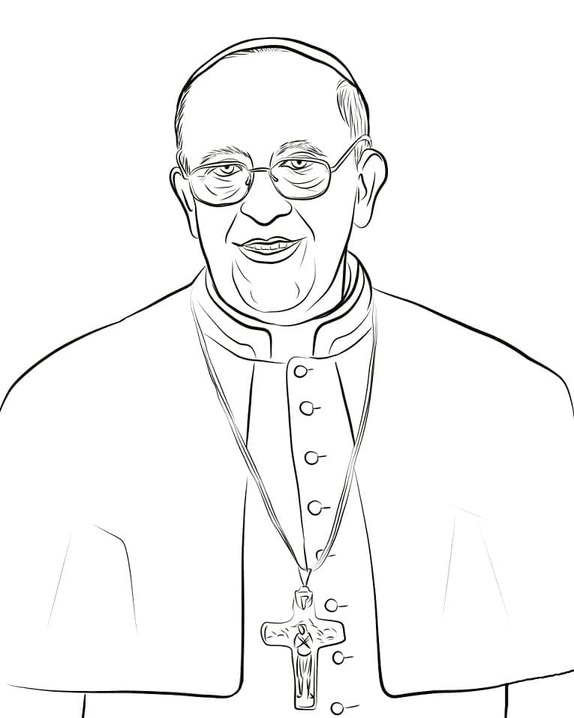 Kolorowanka Narysuj papieża Francis do wydrukowania
