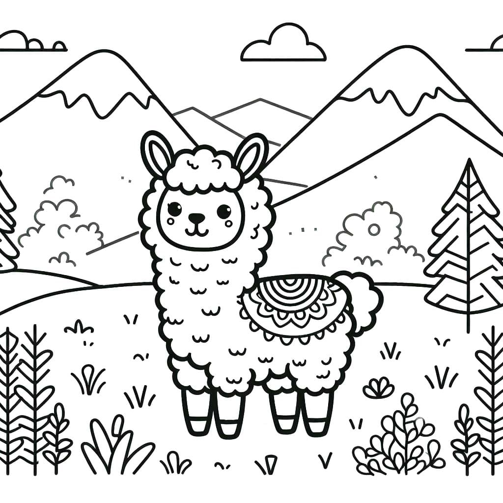 Kolorowanka Alpaka bezpłatna prosty do druku