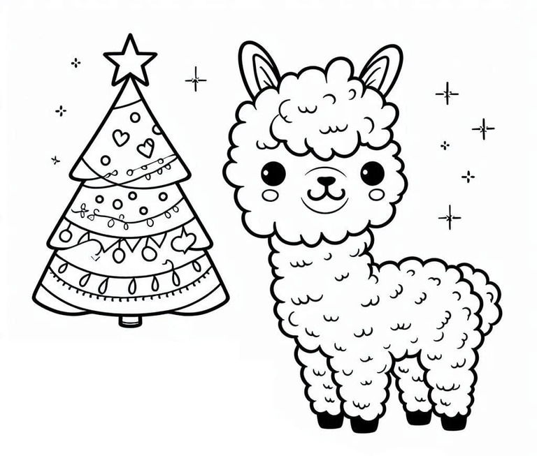 Kolorowanka Alpaka bezpłatna prosty