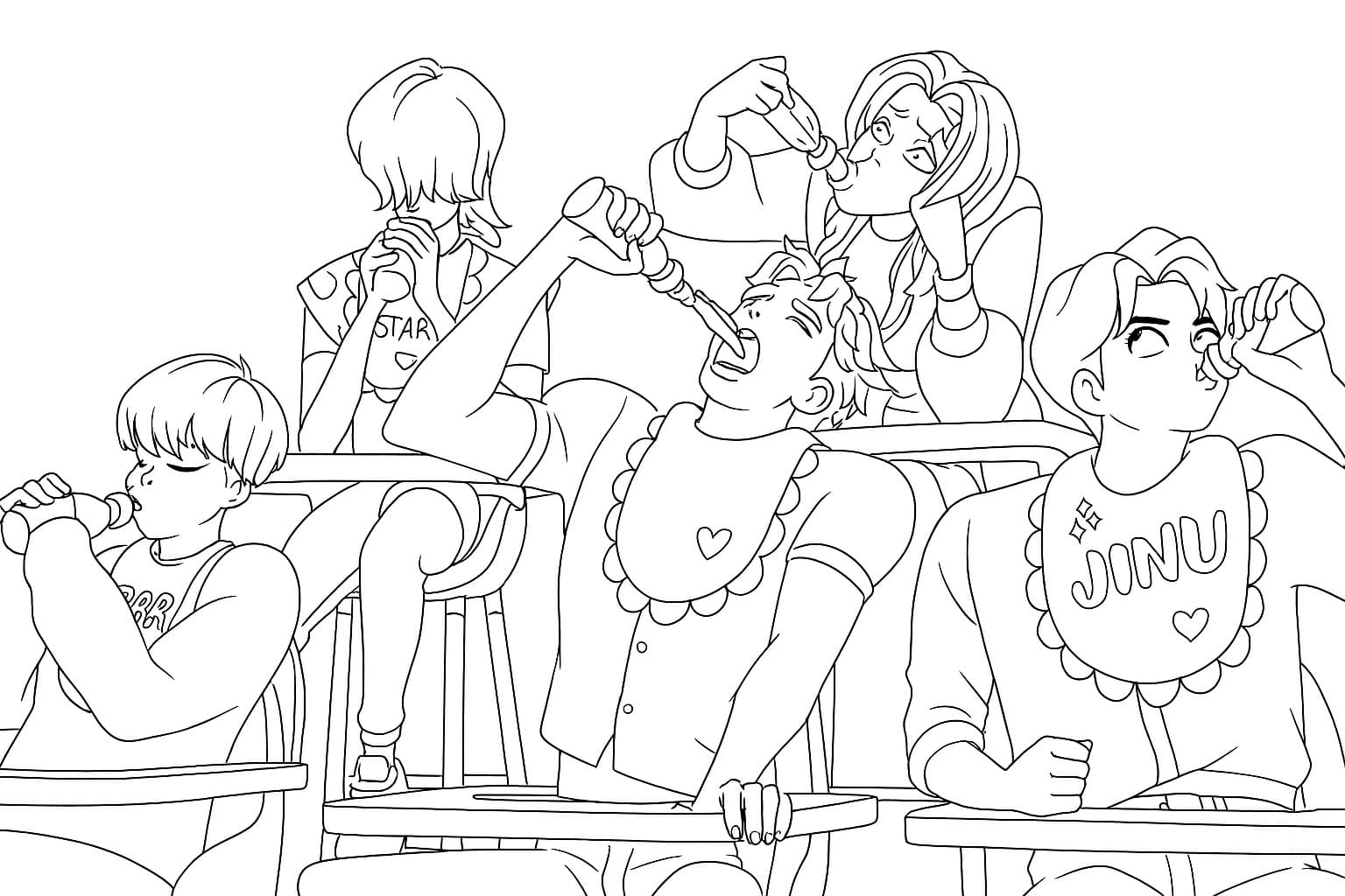 Kolorowanka KPop Demon Hunters bezpłatny wydruku dla dzieci