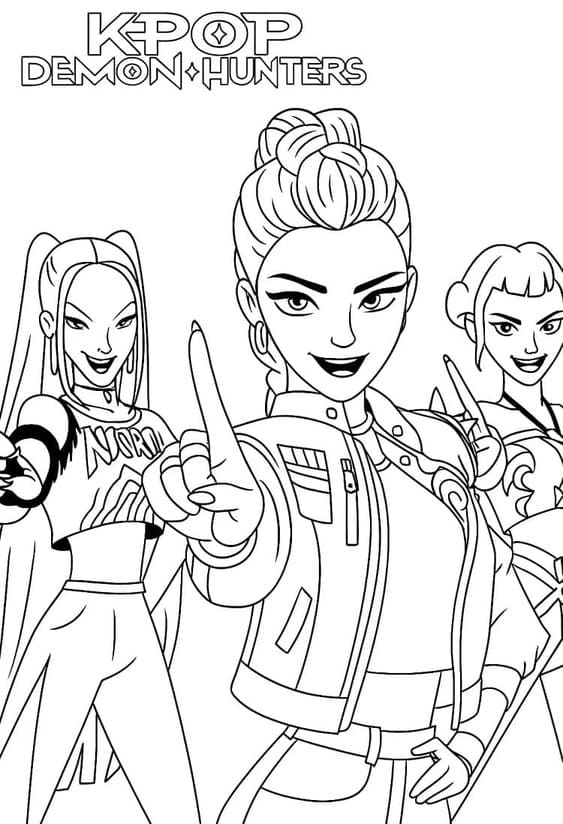 Kolorowanka KPop Demon Hunters bezpłatny wydruku
