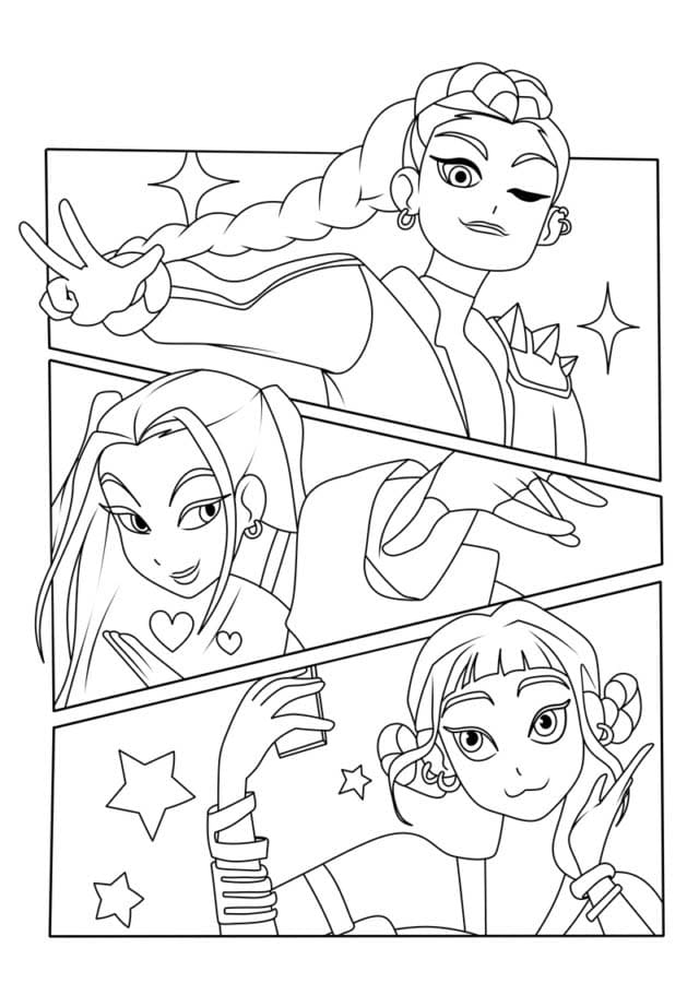 Kolorowanka KPop Demon Hunters prosty