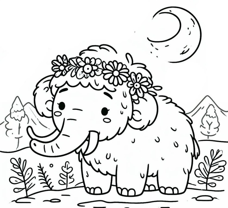 Kolorowanka Mamut bezpłatny wydruku