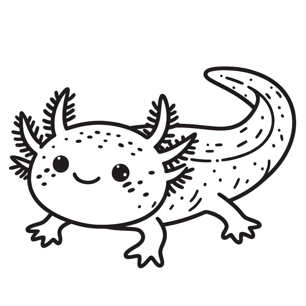 Kolorowanka Narysuj Aksolotl bezpłatny wydruku