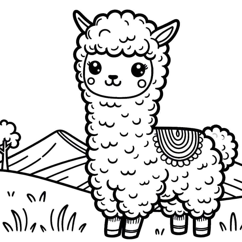 Kolorowanka Narysuj Alpaka 4