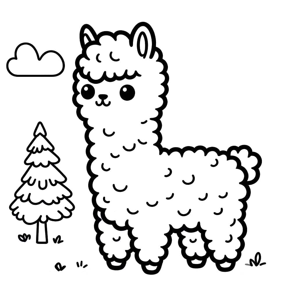 Kolorowanka Narysuj Alpaka 6