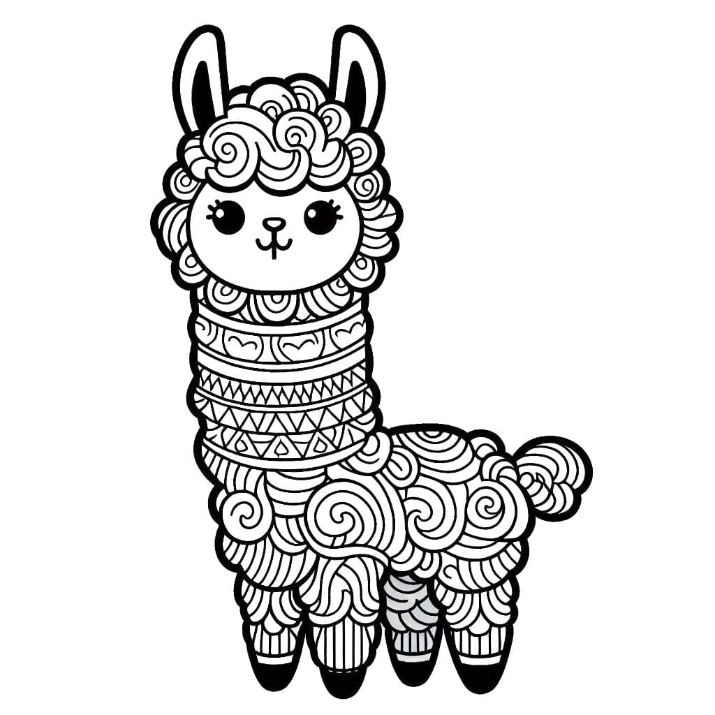 Kolorowanka Narysuj Alpaka Mandala