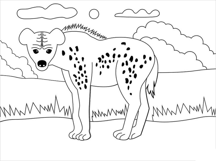 Kolorowanka Narysuj Hiena prosty do druku