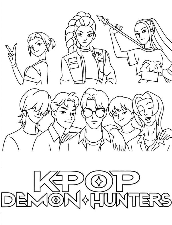 Kolorowanka Narysuj KPop Demon Hunters wydruku