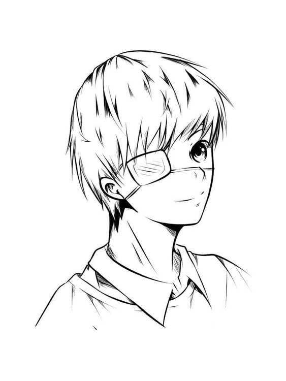 Kolorowanka Narysuj Kaneki Uroczy