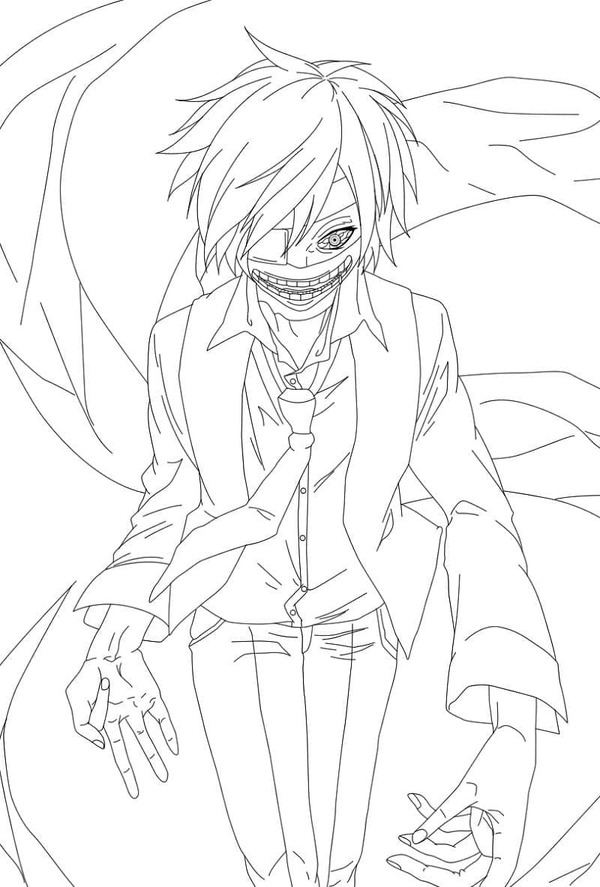 Kolorowanka Narysuj Kaneki straszny