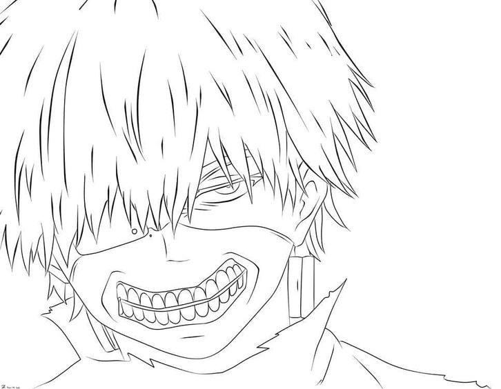 Kolorowanka Narysuj Kaneki w Tokyo Ghoul