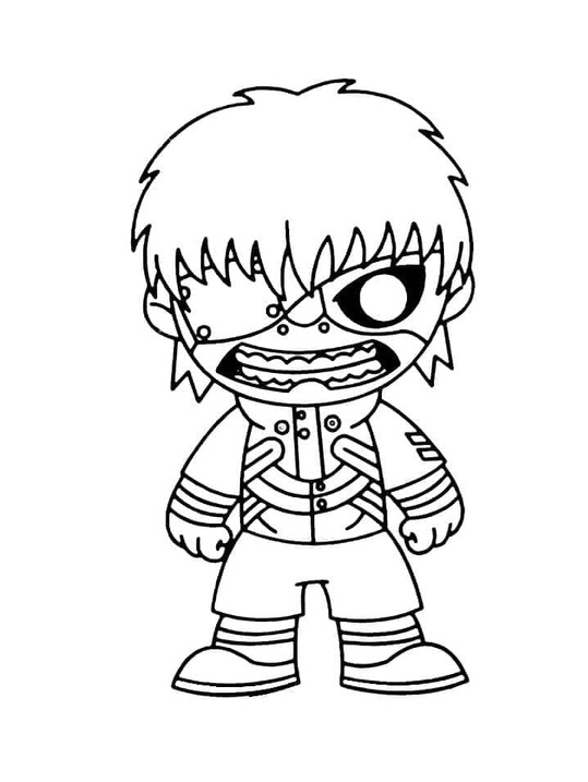 Kolorowanka Narysuj Ken Kaneki chibi