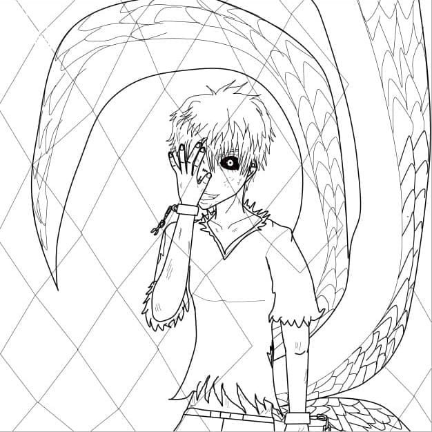 Kolorowanka Narysuj Ken Kaneki do druku