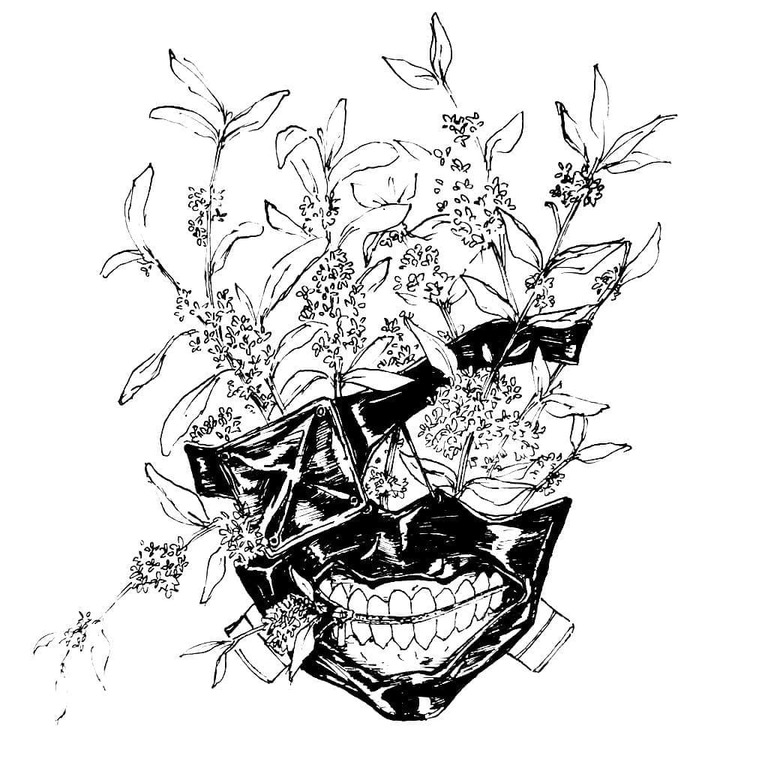 Kolorowanka Narysuj Ken Kaneki maska