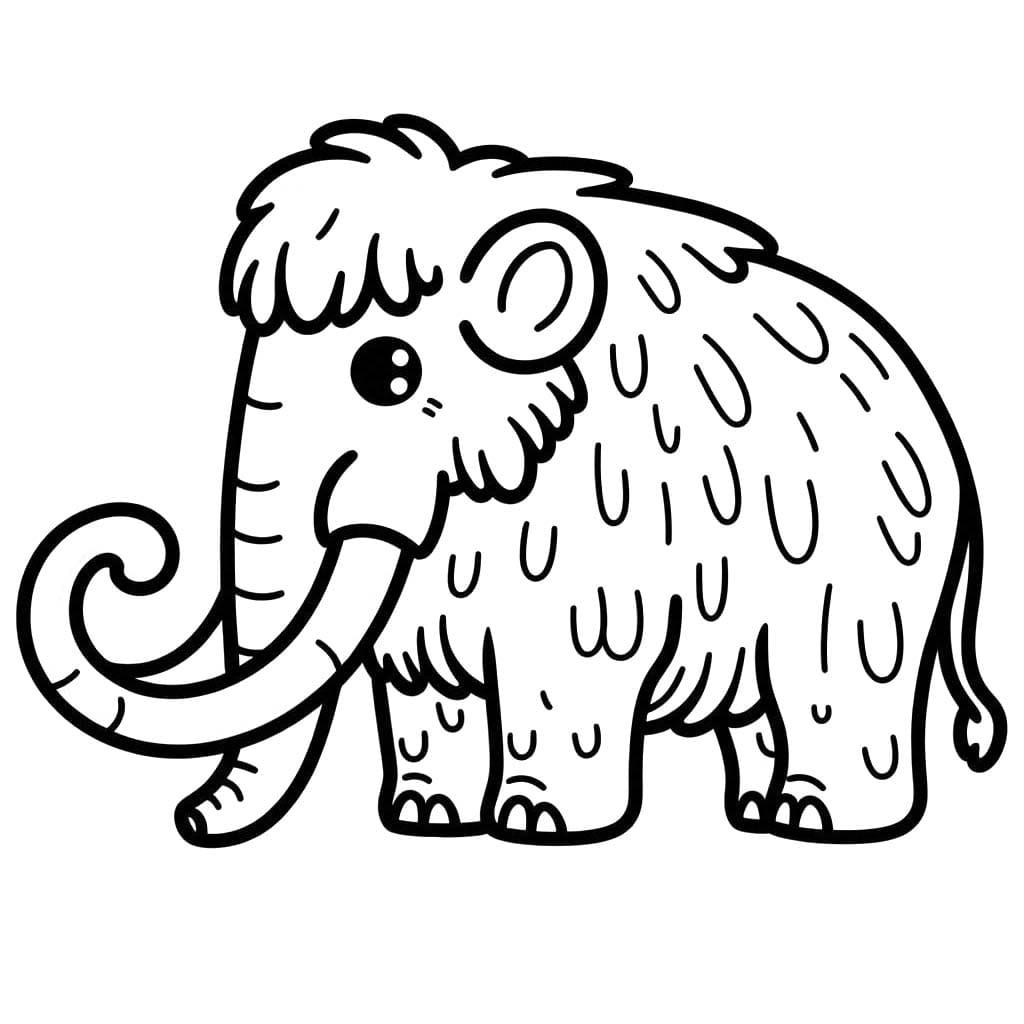 Kolorowanka Narysuj Mamut bezpłatna podstawowy do druku