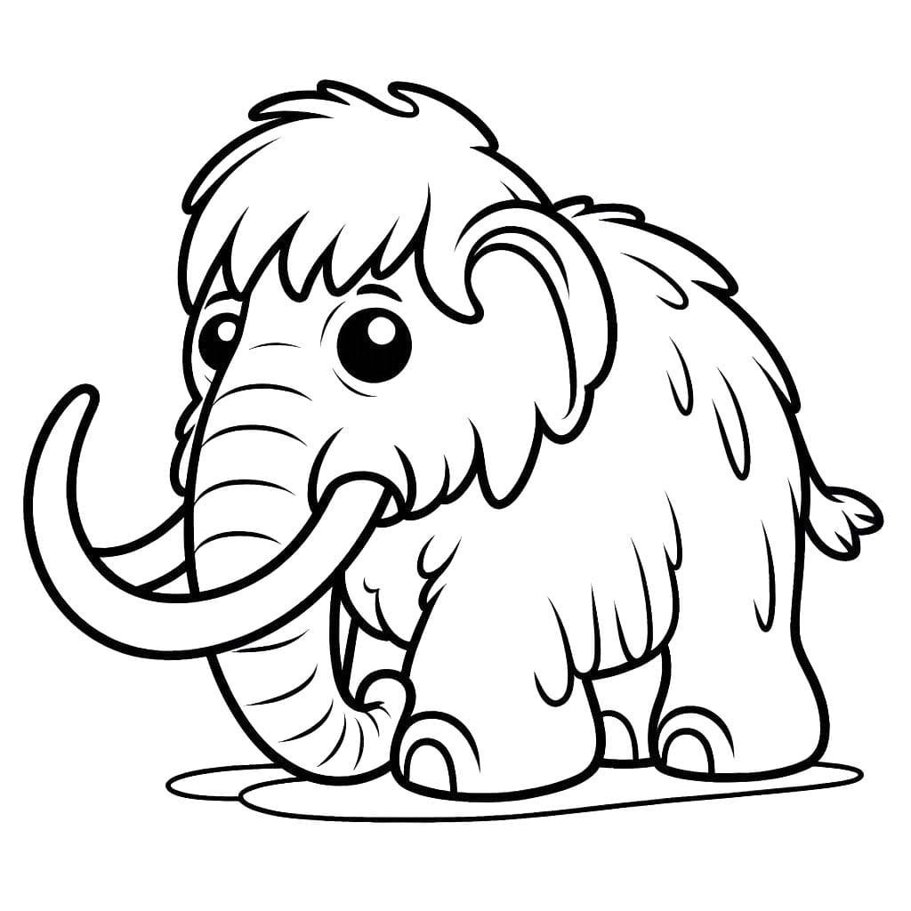 Kolorowanka Narysuj Mamut bezpłatna podstawowy