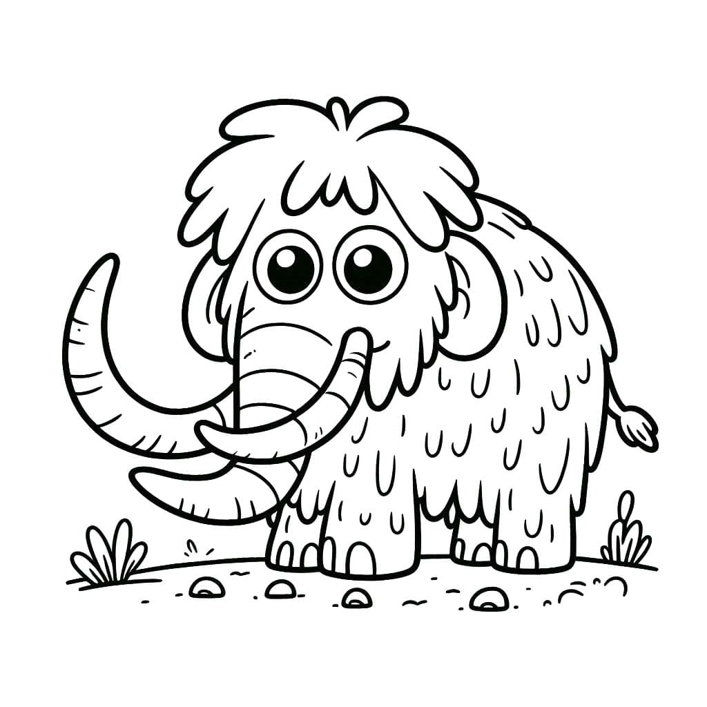 Kolorowanka Narysuj Mamut podstawowy do druku