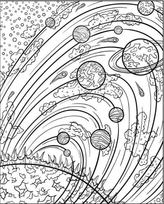 Kolorowanka Narysuj Planety prosty do druku