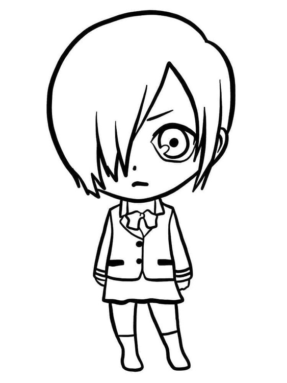 Kolorowanka Narysuj Touka Kirishima Chibi