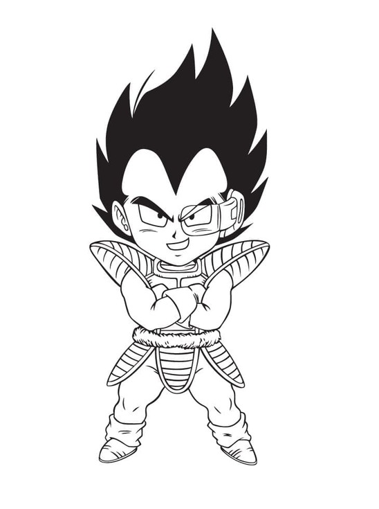 Kolorowanka Narysuj Vegeta chibi